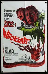 y017 WITCHCRAFT one-sheet movie poster '64 Lon Chaney Jr, English horror!