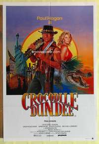a397 CROCODILE DUNDEE Aust 1sh movie poster '86 Paul Hogan, Kozlowski
