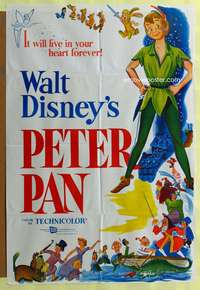 a399 PETER PAN Aust 1sh movie poster R70s Walt Disney classic!