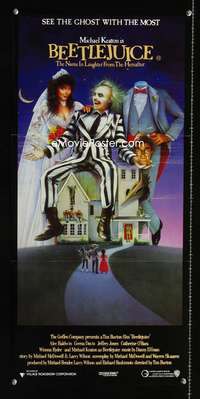 a457 BEETLEJUICE Aust daybill movie poster '88 Michael Keaton, Burton