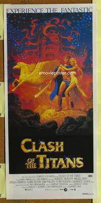 a504 CLASH OF THE TITANS Aust daybill movie poster '81 Hildebrandt art