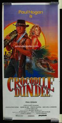 a516 CROCODILE DUNDEE Aust daybill movie poster '86 Paul Hogan