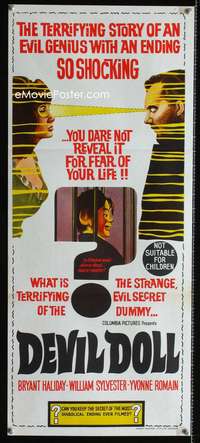 a537 DEVIL DOLL Aust daybill movie poster '64 ventriloquist horror!