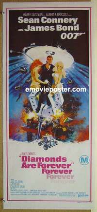 a541 DIAMONDS ARE FOREVER Aust daybill movie poster '71 Connery, Bond