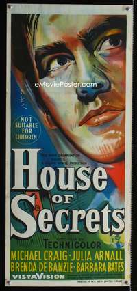 a629 HOUSE OF SECRETS Aust daybill movie poster '56 Michael Craig