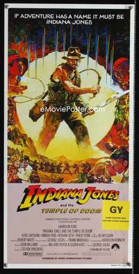 a644 INDIANA JONES & THE TEMPLE OF DOOM Vaughan art style Aust daybill movie poster '84