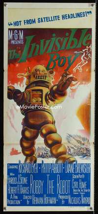 a648 INVISIBLE BOY Aust daybill movie poster '57 Robby the Robot!