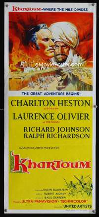 a655 KHARTOUM Aust daybill movie poster '66 Cinerama, Charlton Heston