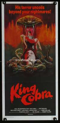 a659 KING COBRA Aust daybill movie poster '81 Jaws of Satan, snakes!