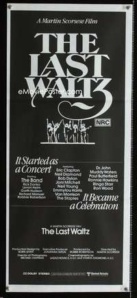 a665 LAST WALTZ Aust daybill movie poster '78 Scorsese, rock & roll!