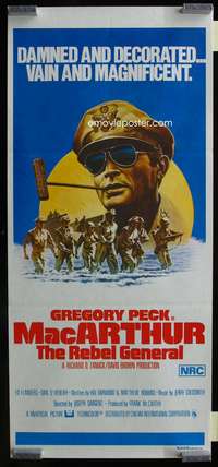a685 MACARTHUR Aust daybill movie poster '77 General Gregory Peck!