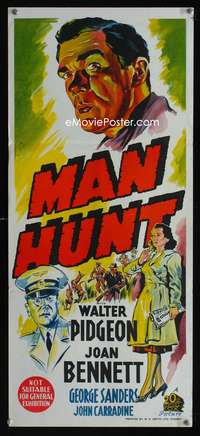 a692 MAN HUNT Aust daybill movie poster '41 Pidgeon, Fritz Lang