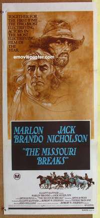 a706 MISSOURI BREAKS Aust daybill movie poster '76 Brando, Nicholson