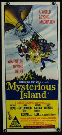 a714 MYSTERIOUS ISLAND Aust daybill movie poster '61 Ray Harryhausen