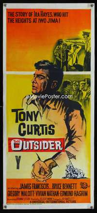 a736 OUTSIDER Aust daybill movie poster '62 Tony Curtis, Iwo Jima!