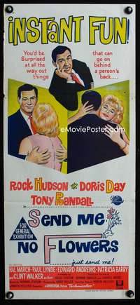 a801 SEND ME NO FLOWERS Aust daybill movie poster '64 Rock Hudson, Day