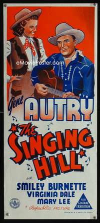 a812 SINGING HILL Aust daybill movie poster '41 Gene Autry, Dale