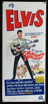 a837 SPINOUT Aust daybill movie poster '66 Elvis, California Holiday!