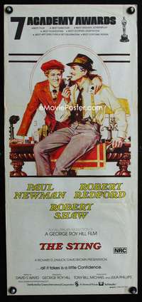 a853 STING Aust daybill movie poster '74 Paul Newman, Robert Redford