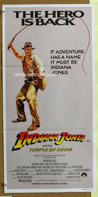 a643 INDIANA JONES & THE TEMPLE OF DOOM Hero is Back style Aust daybill movie poster '84