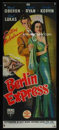 a458 BERLIN EXPRESS Aust daybill movie poster '48 Merle Oberon, Ryan