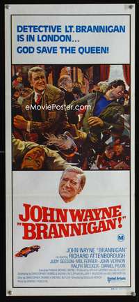 a472 BRANNIGAN Aust daybill movie poster '75 John Wayne in England!