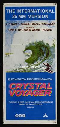 a519 CRYSTAL VOYAGER Aust daybill movie poster '72 surfing, Pink Floyd