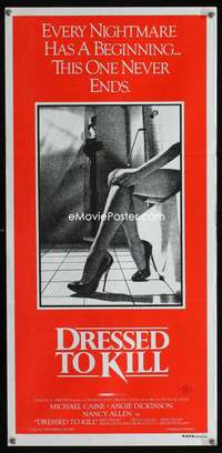 a550 DRESSED TO KILL Aust daybill movie poster '80 Caine, De Palma