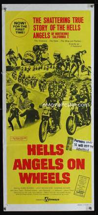 a622 HELLS ANGELS ON WHEELS Aust daybill 1974 shattering true story of Hells Angels of California!