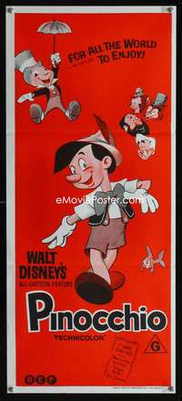 a746 PINOCCHIO Aust daybill R70s Disney classic cartoon about a wooden boy who wants to be real!