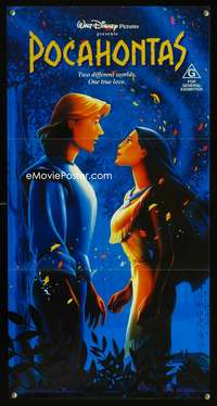 a751 POCAHONTAS romantic Aust daybill movie poster '95 Walt Disney