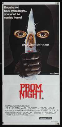 a755 PROM NIGHT Aust daybill movie poster '80 great horror image!