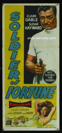 a826 SOLDIER OF FORTUNE Aust daybill movie poster '55 Gable, Hayward