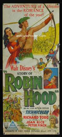 a855 STORY OF ROBIN HOOD Aust daybill movie poster '52 Richard Todd