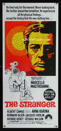 a857 STRANGER Aust daybill movie poster '68 Visconti, Mastroianni
