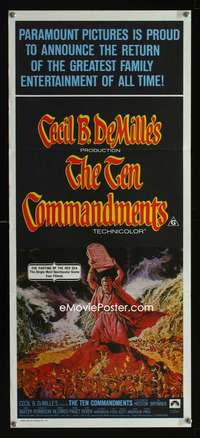 a875 TEN COMMANDMENTS Aust daybill movie poster R72 Heston, DeMille