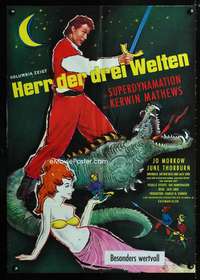 a111 3 WORLDS OF GULLIVER German movie poster '60 cool Kumpf art!