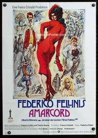 a116 AMARCORD German movie poster '74 Federico Fellini classic comedy!