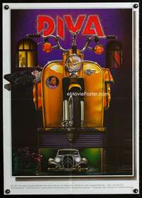 a157 DIVA German movie poster '82 really cool Harlin motorcycle art!