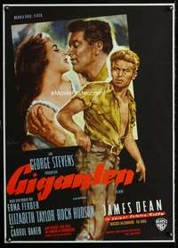 a176 GIANT German movie poster R50s James Dean,Liz Taylor,Goetze art
