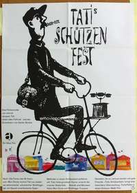 a187 JOUR DE FETE German movie poster R60s Jacques Tati, cool art!