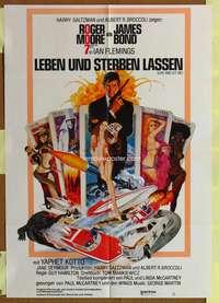 a197 LIVE & LET DIE German movie poster '73 Roger Moore as James Bond!