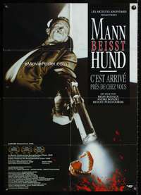 a203 MAN BITES DOG German movie poster '92 great Le Brun artwork!