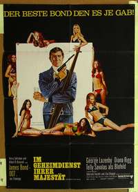 a212 ON HER MAJESTY'S SECRET SERVICE German movie poster '70 Bond!