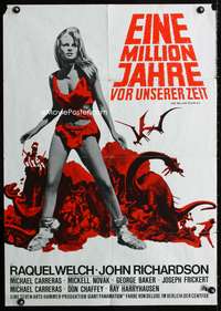 a214 ONE MILLION YEARS BC German movie poster '66 sexy Raquel Welch!