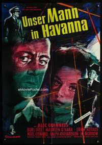 a215 OUR MAN IN HAVANA German movie poster '60 Alec Guinness in Cuba!