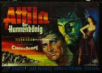 a096 SIGN OF THE PAGAN German 33x46 movie poster '54 cool Rehak art!