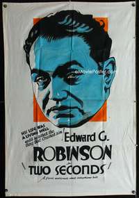 a001 TWO SECONDS linen banner movie poster '32 Edward G Robinson