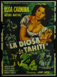 a335 LA DIOSA DE TAHITI Mexican movie poster '53 Yanez art!
