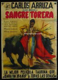 a370 SANGRE TORERA Mexican movie poster '50 bullfighting!